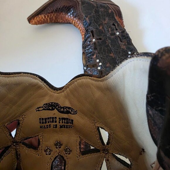 Corral Genuine Python Cutout Rhinestone Western Boots | Snip Toe | Size 7.5 - Picture 4 of 8